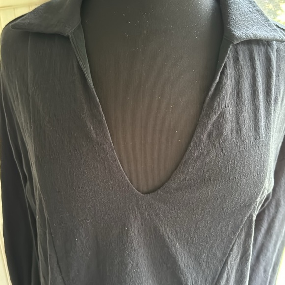 FP Beach Black Pull Over Collared Cotton ‎ Long Sleeve Baby Doll Dress - Picture 3 of 12